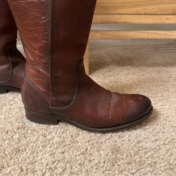 Frye Melissa Stud Back Zip Boots in brown size 6 - Picture 4 of 14